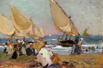 Segelschiffe an einem windigen Tag Valencia Maler Joaquin Sorolla Ölgemälde